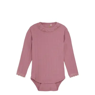 En Fant Body Ls Pointelle Rosa