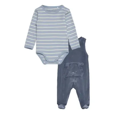 Fixoni Body Ls W.velour Romper - Blue - 50