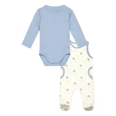 Fixoni Body Ls W.velour Romper - Blue - 68