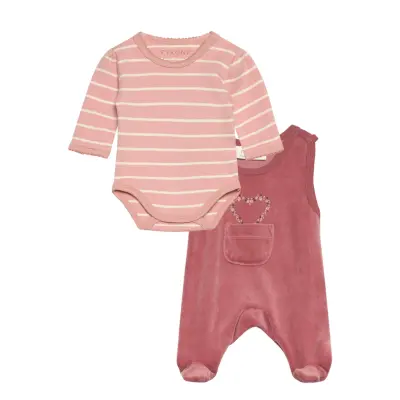 Fixoni Body Ls W.velour Romper - Pink - 56