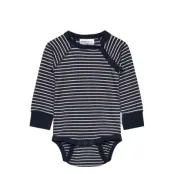 Geggamoja Body L.s Navy Beige Stripe Marinblå