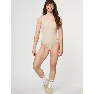 Girlfriend Collective Penny Square Neck Bodysuit - Cream - XS