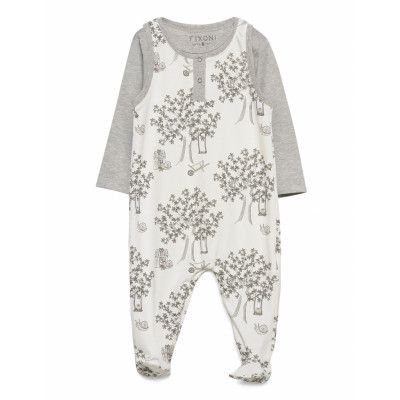 Grow Suitset - Oekotex Långärmad Bodysuit Creme Fixoni