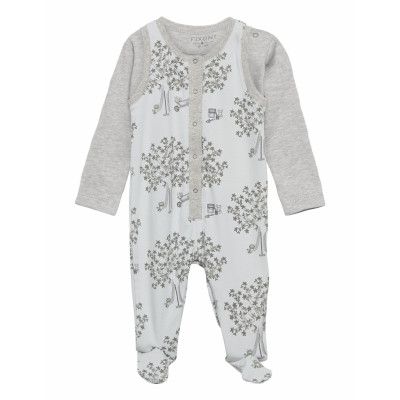 Grow Suitset - Oekotex Långärmad Bodysuit Grå Fixoni