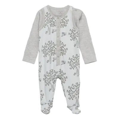 Grow Suitset - Oekotex Långärmad Bodysuit Grå Fixoni