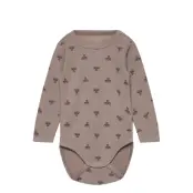 Hmlbambo Body Ls Långärmad Bodysuit Brown Hummel
