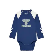 Hmldevon Body L/S *Villkorat Erbjudande Långärmad Bodysuit Blå Hummel