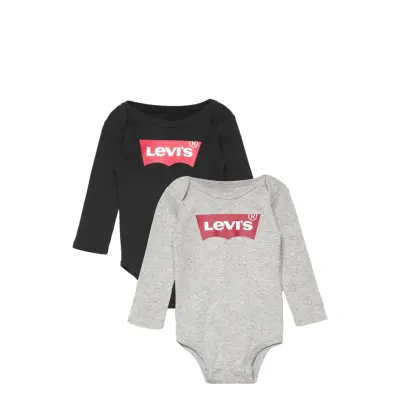 Lhn L/S Batwing Bodysuit 2Pk Bodies Long-sleeved Grå Levi's