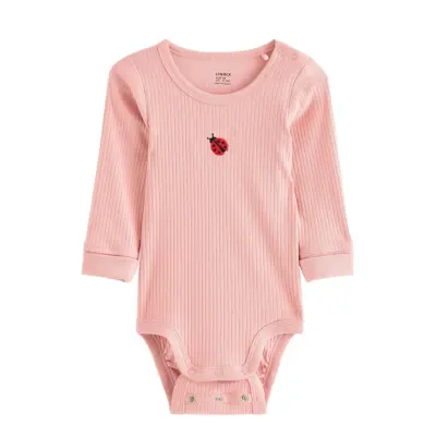 Lindex Ribbed Bodysuit - Pink - 86