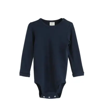 Lindex Long Sleeve Merino Wool Bodysuit - Navy - 62