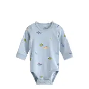 Lindex Long-Sleeved Bodysuit - Blue - 86