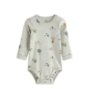 Lindex Long-Sleeved Bodysuit With Airplanes - Khaki green - 62