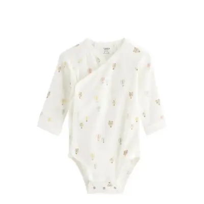 Lindex Long-Sleeved Wrap Bodysuit - Cream - 50