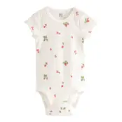 Lindex Ribbed Bodysuit With Short Sleeve - White - 86