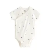 Lindex Ribbed Wrap Bodysuit - Blue - 68