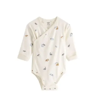 Lindex Set - Wrap Bodysuit And Joggers - Cream - 68