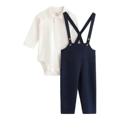 Lindex Set - Body Och Hã¤Ngselbyxor - Navy - 68