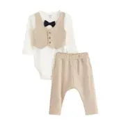 Lindex Set Body Vest Joggers - Beige - 86