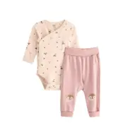 Lindex Set - Bodysuit And Joggers - Pink - 62