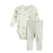 Lindex Set - Bodysuit And Leggings - Green - 62