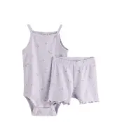 Lindex Set With Bodysuit And Cycling Shorts - Purple - 68