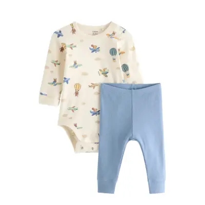 Lindex Set With Bodysuit And Leggings - Cream - 86