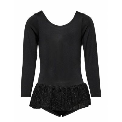 Lulu Girl Gymnastics Suit Långärmad Bodysuit Svart ZigZag