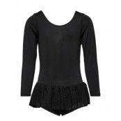 Lulu Girl Gymnastics Suit Långärmad Bodysuit Black ZigZag