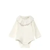 Mango Cotton Bodysuit With Babydoll Neckline - Cream - 9-12M