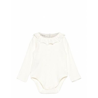 Mango Ruffle Ribbed Bodysuit Vit