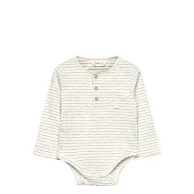 Mango Striped Cotton Bodysuit - Cream - 6-9M
