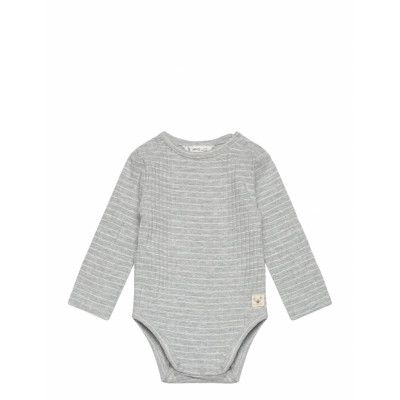 Mango Striped Cotton Bodysuit Grå