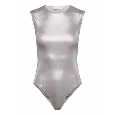 Metallic Bodysuit *Villkorat Erbjudande T-shirts & Tops Bodies Silver Mango