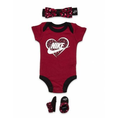 Mini Bodysuit Hat Booties 3Pc Gift Sets Röd Nike