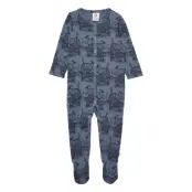 Mini Me Bodysuit With Feet Långärmad Bodysuit Blå Müsli By Green Cotton