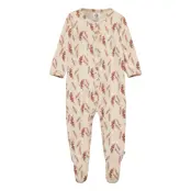 Mini Me Bodysuit With Feet Långärmad Bodysuit Multi/mönstrad Müsli By Green Cotton