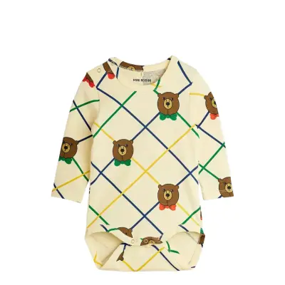 Mini Rodini Bear Check Aop Ls Body Kräm