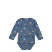 Minymo Body Ls Aop Blå