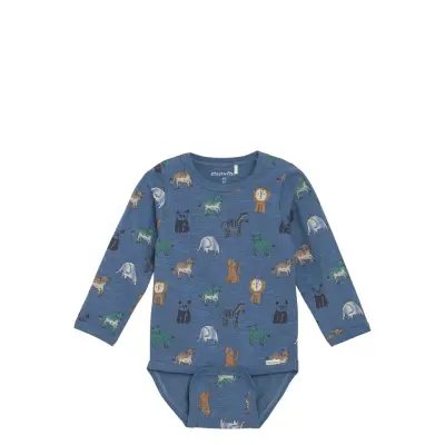 Minymo Body Ls Aop Blå