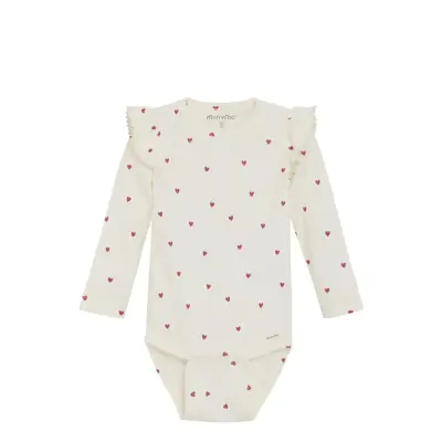 Minymo Body Ls Aop Rib Kräm