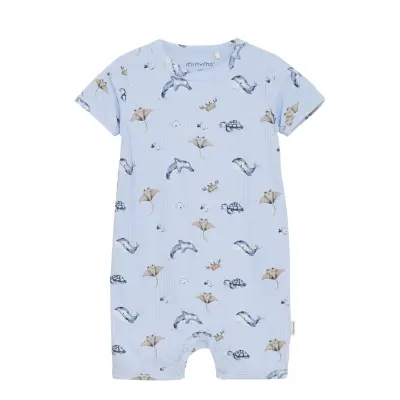 Minymo Suit Ss Aop Rib - Blue - 56