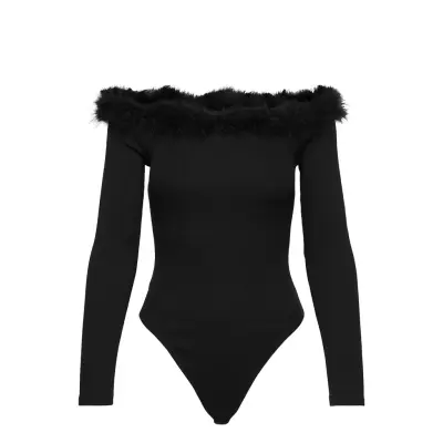 Miranda Feather Bodysuit Bodies Slip Svart OW Intimates