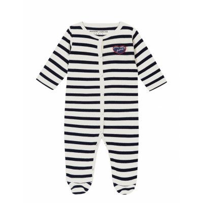Morisot Ls Patch Coeur/Gots Långärmad Bodysuit Navy Maison Labiche Paris