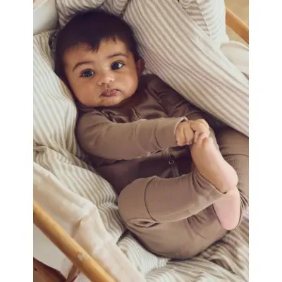 Müsli by Green Cotton Rib Bodysuit - Brown - 74