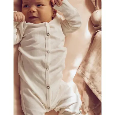 Müsli by Green Cotton Rib Bodysuit - Cream - 74