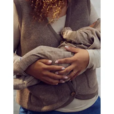 Müsli by Green Cotton Woolly Rib Bodysuit - Beige - 56