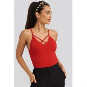 NA-KD Party Cross Front Bodysuit - Red