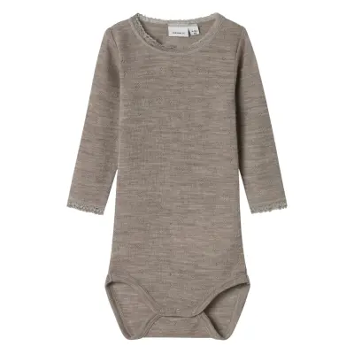 name it Nbfwang Wool Needle Ls Body Solid Noos - Grey - 62
