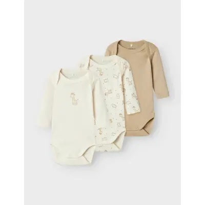 name it Nbnbody 3P Ls Jet Stream Giraffe Noos - Cream - 68