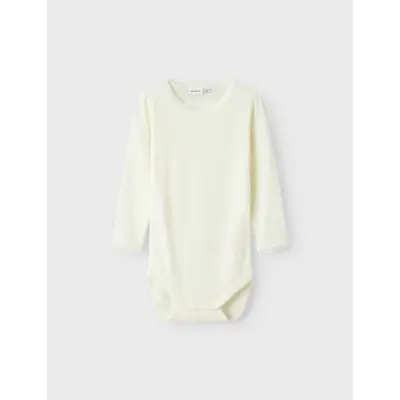 name it Nmfwang Wool Needle Ls Body Solid Noos - White - 104